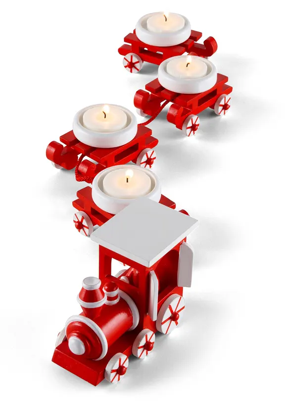 Teelichthalter in Weihnachtszug-Design (5-tlg.Set) in rot - bonprix