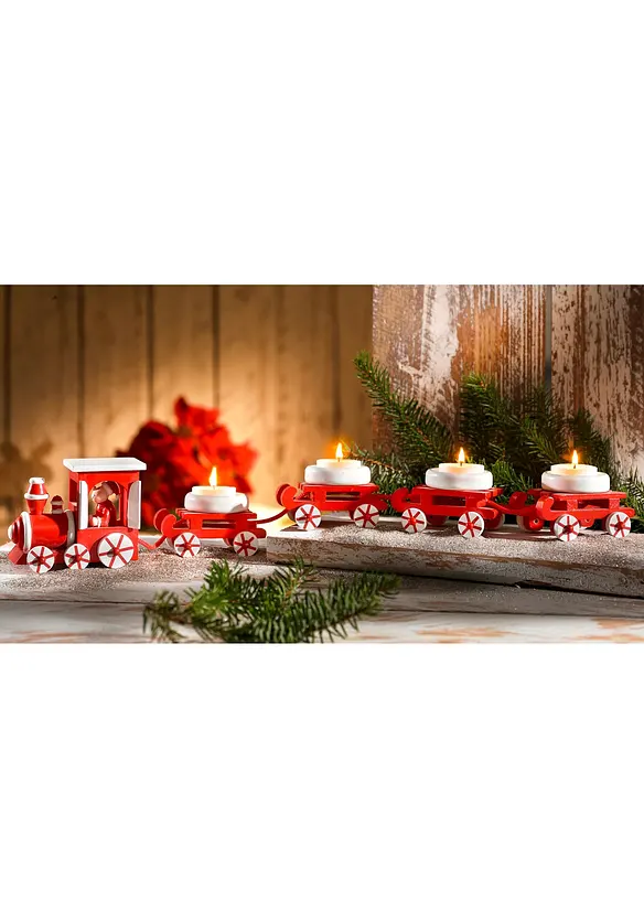 Teelichthalter in Weihnachtszug-Design (5-tlg.Set) in rot (Ambiente) - bonprix