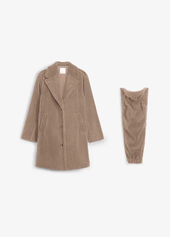 2-in-1 Umstandsmantel mit Trageeinsatz in braun von vorne - bonprix