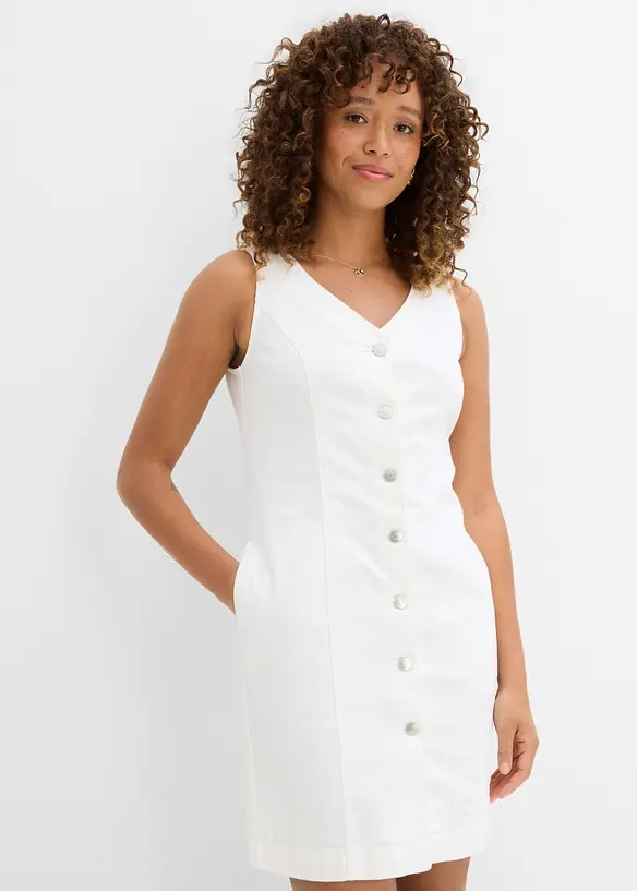 Jeanskleid in weiß von vorne (Totalaufnahme) - bonprix Jeanskleid in weiß von vorne (Totalaufnahme) - bonprix
