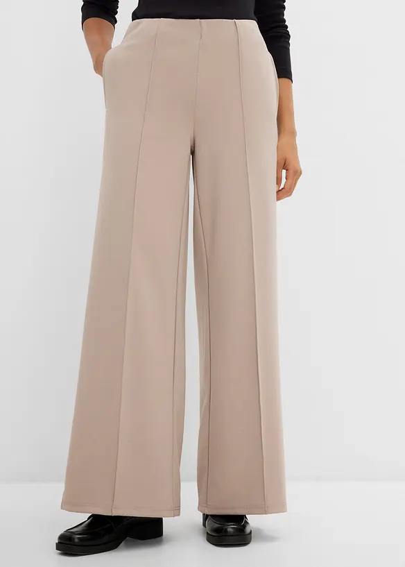 Palazzo-Hose aus bequemen Punto di Roma in grau von vorne - bonprix Palazzo-Hose aus bequemen Punto di Roma in grau von vorne - bonprix
