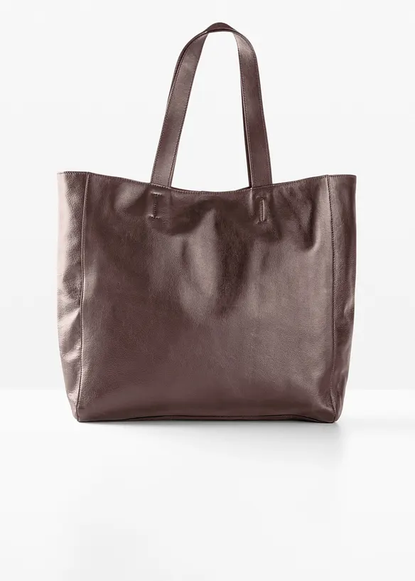 XXL-Ledershopper in braun von vorne - bonprix