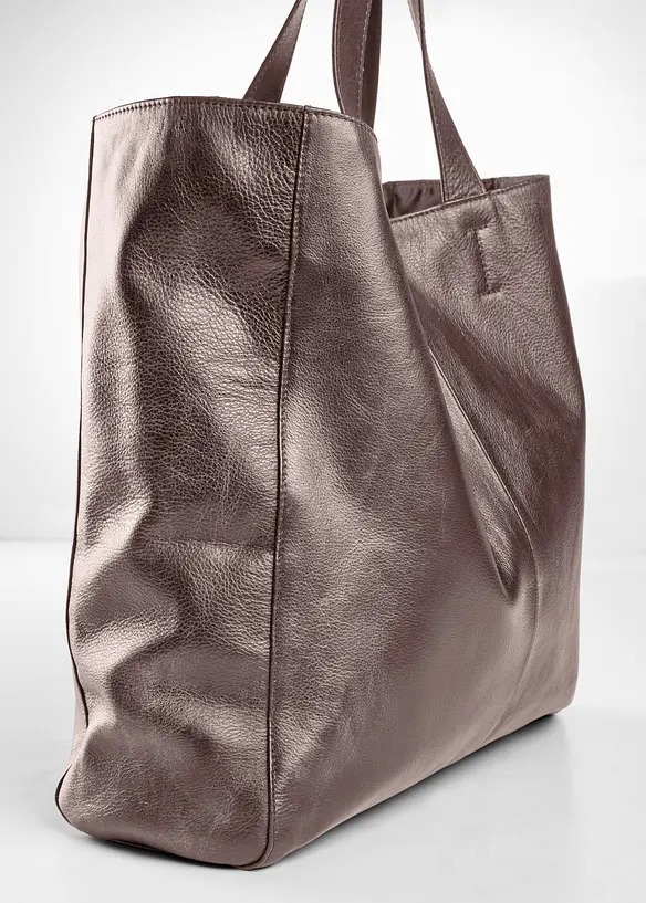 XXL-Ledershopper in braun von hinten - bonprix