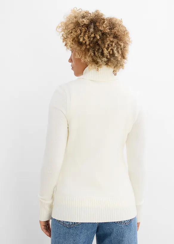 Basic Rollkragenpullover in weiß von hinten (im Anschnitt) - bonprix Basic Rollkragenpullover in weiß von hinten (im Anschnitt) - bonprix