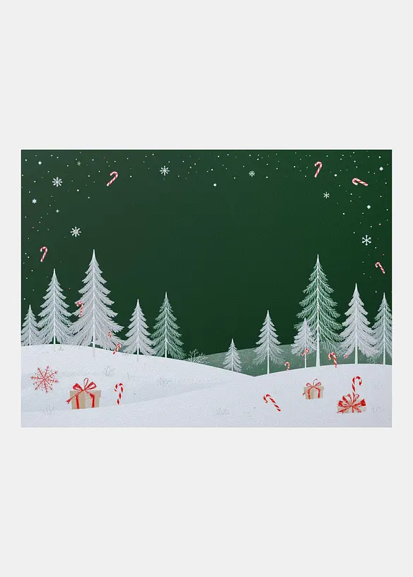Waschbare Fußmatte mit winterlichem Design in grün - bonprix