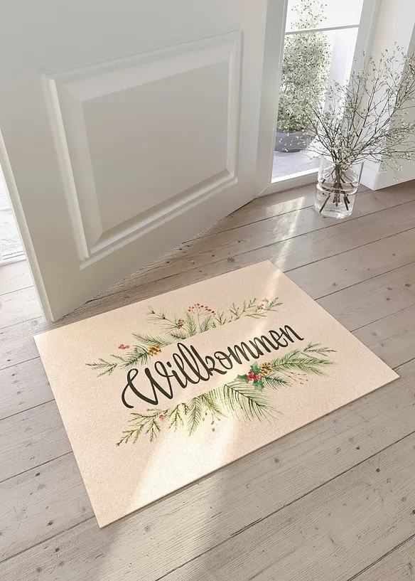 Waschbare Fußmatte mit Statement in grün (Ambiente) - bonprix