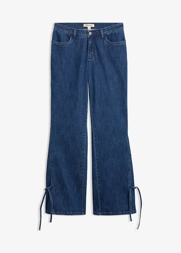 Bootcut-Jeans Mid Waist in blau von vorne - bonprix