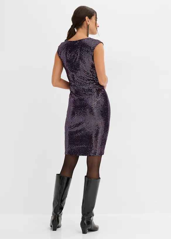 Knielanges Paillettenkleid in lila von hinten (Totalaufnahme) - bonprix