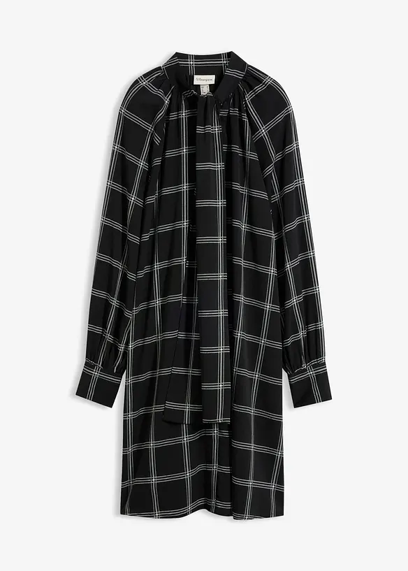 Blusenkleid mit Schluppenkragen in schwarz von vorne - bonprix