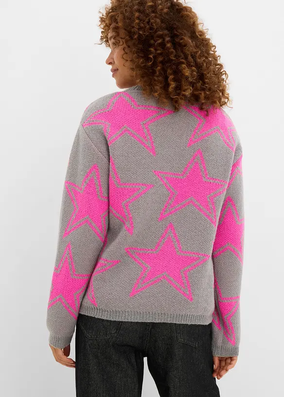 Boxy-Pullover in grau von hinten (im Anschnitt) - bonprix