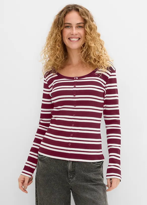 Ripp-Shirt aus Bio-Baumwolle in rot von vorne (im Anschnitt) - bonprix Ripp-Shirt aus Bio-Baumwolle in rot von vorne (im Anschnitt) - bonprix