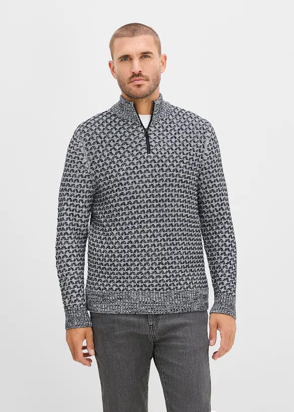Troyer-Pullover in Regular Fit in schwarz von vorne (im Anschnitt) - bonprix