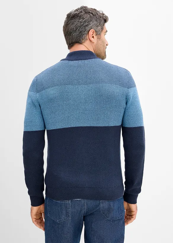 Strickjacke in Regular Fit in blau von hinten (im Anschnitt) - bonprix
