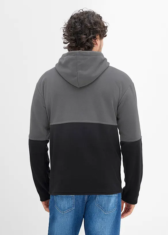 Fleece-Hoodie in grau von hinten (im Anschnitt) - bonprix