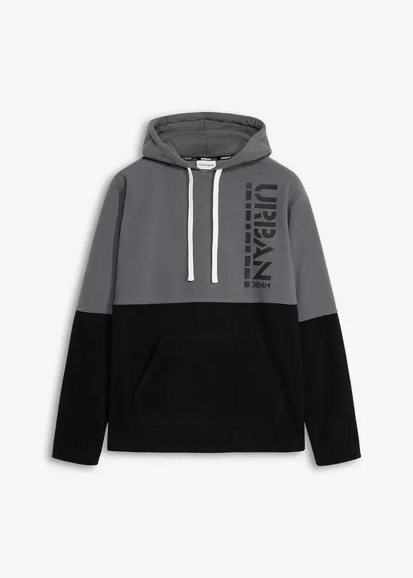 Fleece-Hoodie in grau von vorne - bonprix