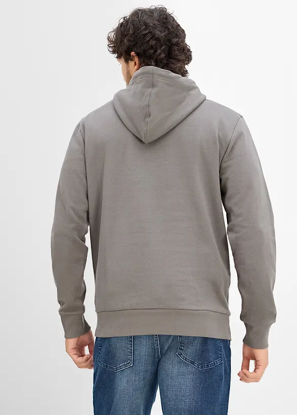 Hoodie aus reiner Bio-Baumwolle in grau von hinten (im Anschnitt) - bonprix