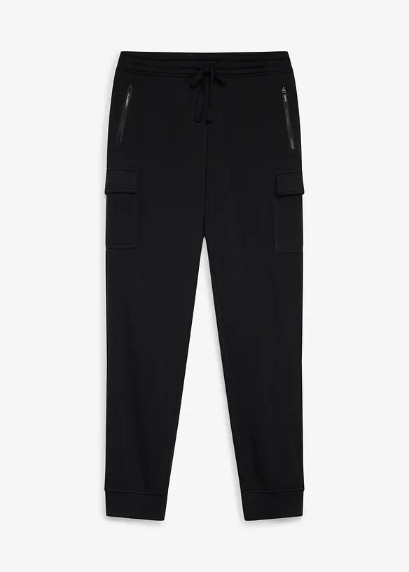 Thermo-Cargo-Jogginghose in Regular-Fit in schwarz von vorne - bonprix