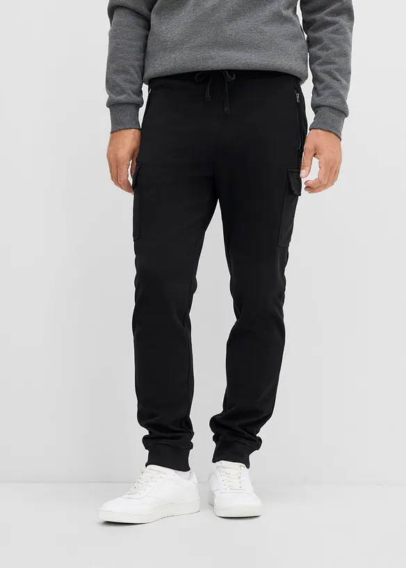 Thermo-Cargo-Jogginghose in Regular-Fit in schwarz von vorne - bonprix