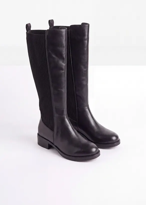 Stiefel aus Leder in schwarz - bonprix