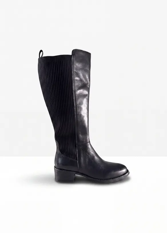 Stiefel aus Leder in schwarz - bonprix