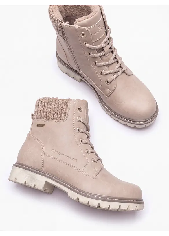 Tom Tailor Schnürboots mit Profilsohle in beige - Tom Tailor