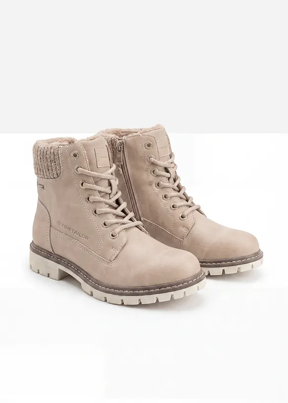 Tom Tailor Schnürboots mit Profilsohle in beige - Tom Tailor