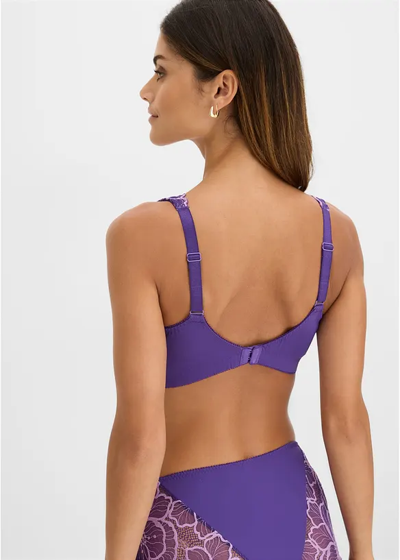 Minimizer Bralette mit zweifarbiger Spitze in lila von hinten (im Anschnitt) - bonprix