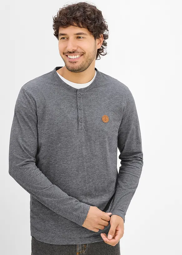 Langarmshirt in Regular Fit (2er Pack) in blau von vorne (im Anschnitt) - bonprix