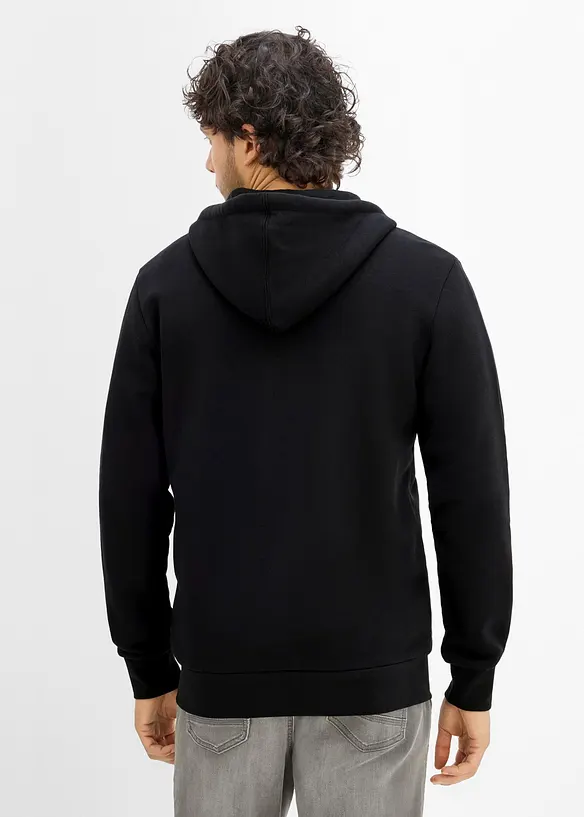 Sweatjacke aus schwerer Qualität mit PU-Details in schwarz von hinten (im Anschnitt) - bonprix