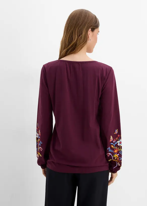 Langarmshirt aus Bio-Baumwoll-Stretch in rot von hinten (im Anschnitt) - bonprix Langarmshirt aus Bio-Baumwoll-Stretch in rot von hinten (im Anschnitt) - bonprix