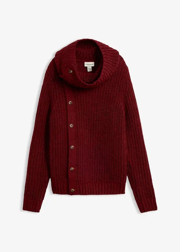 Pullover mit Knopfleiste in rot von vorne - bonprix