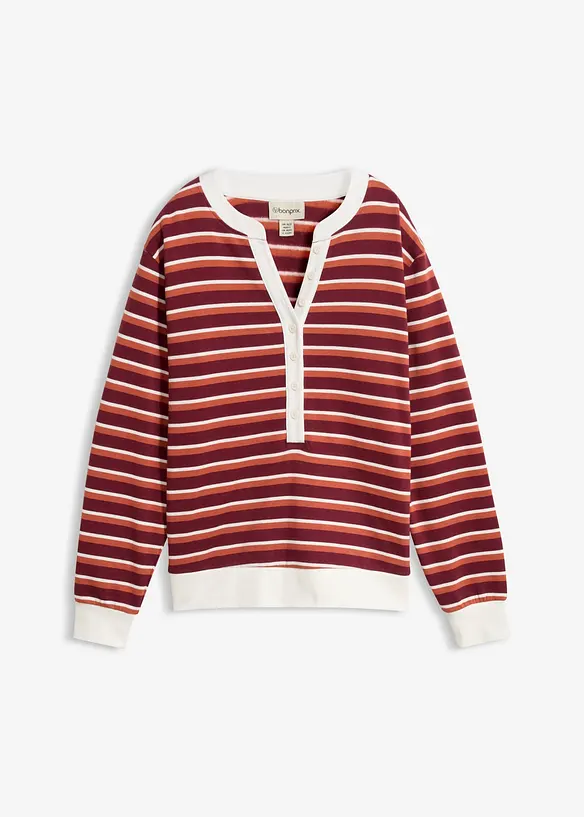 Sweatshirt aus reiner Bio-Baumwolle in rot von vorne - bonprix