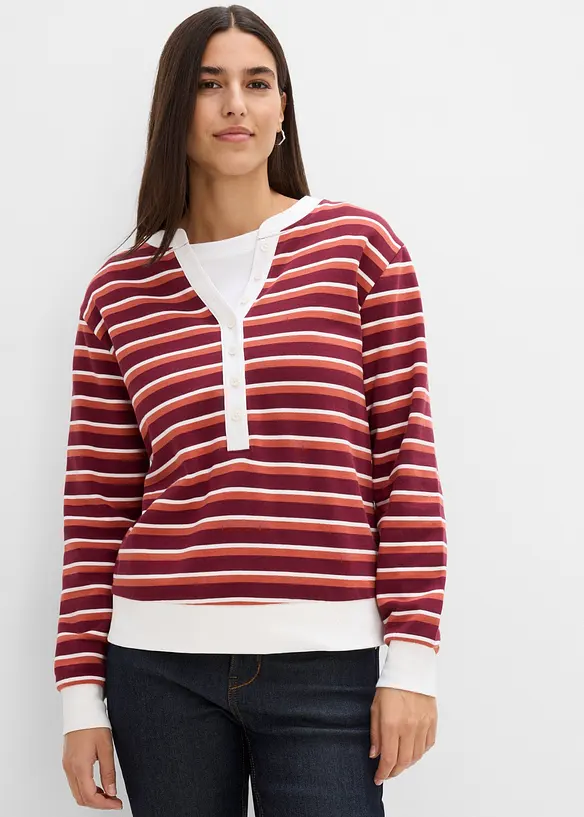 Sweatshirt aus reiner Bio-Baumwolle in rot von vorne (im Anschnitt) - bonprix