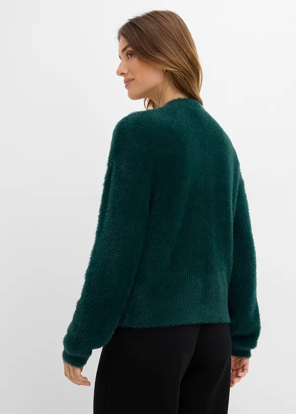 Strickjacke mit Viskose in grün von hinten (im Anschnitt) - bonprix