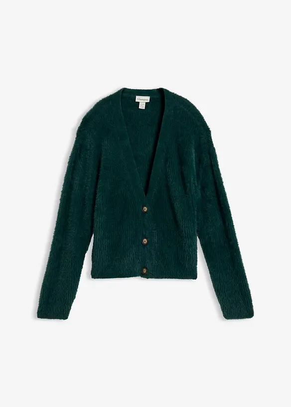 Strickjacke mit Viskose in grün von vorne - bonprix
