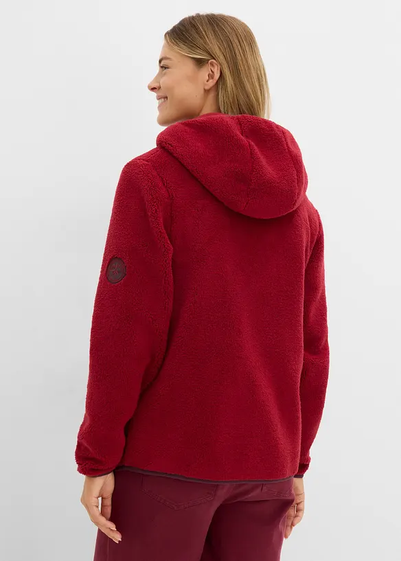 Teddy-Fleece Jacke mit Kapuze in rot von hinten (im Anschnitt) - bonprix Teddy-Fleece Jacke mit Kapuze in rot von hinten (im Anschnitt) - bonprix
