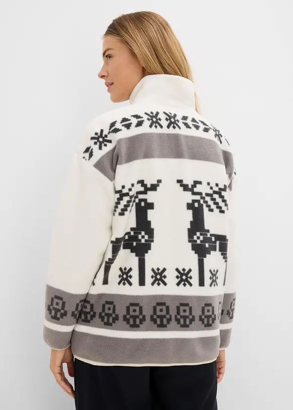 Fleecejacke aus Teddyfleece in grau von hinten (im Anschnitt) - bonprix