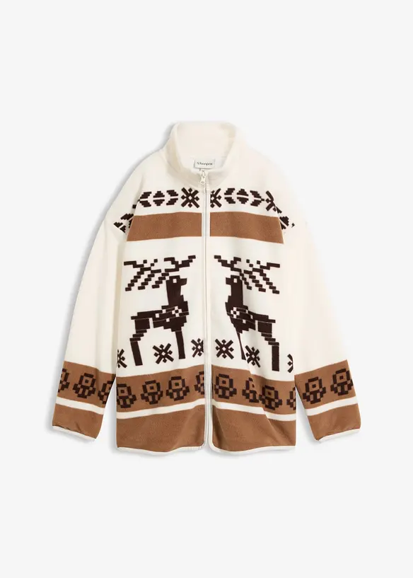 Fleecejacke aus Teddyfleece in braun von vorne - bonprix