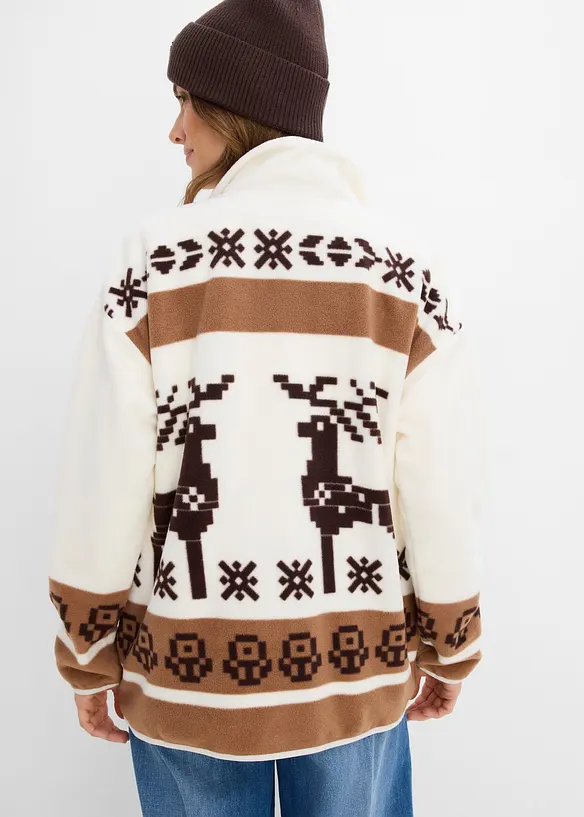 Fleecejacke aus Teddyfleece in braun von hinten (im Anschnitt) - bonprix