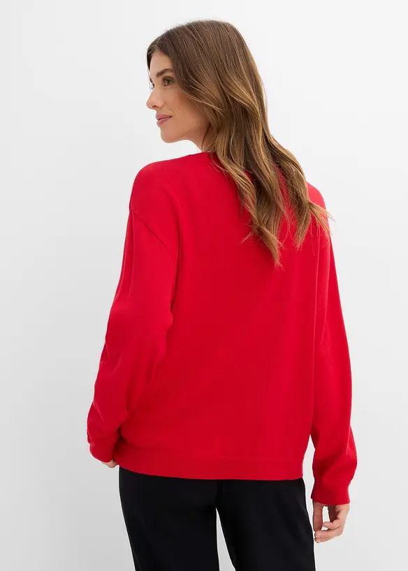 Strickpullover mit Rundhals in rot von hinten (im Anschnitt) - bonprix