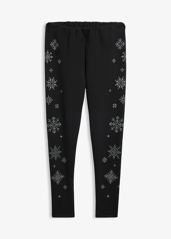 Thermo-Leggings mit Teddyfutter in schwarz von vorne - bonprix
