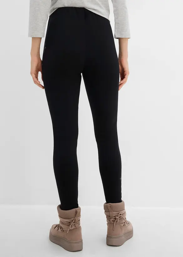 Thermo-Leggings mit Teddyfutter in schwarz von hinten - bonprix