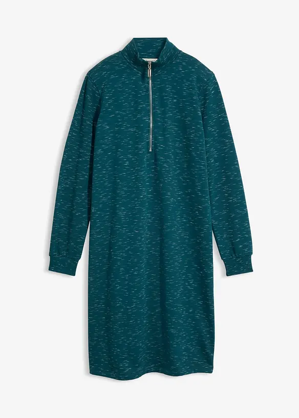 Sweatkleid mit Troyer in petrol von vorne - bonprix Sweatkleid mit Troyer in petrol von vorne - bonprix