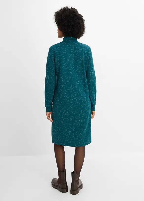 Sweatkleid mit Troyer in petrol von hinten (Totalaufnahme) - bonprix Sweatkleid mit Troyer in petrol von hinten (Totalaufnahme) - bonprix