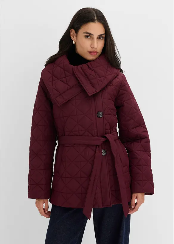 Steppjacke mit Bindeband, wasserabweisend in rot von vorne (im Anschnitt) - bonprix