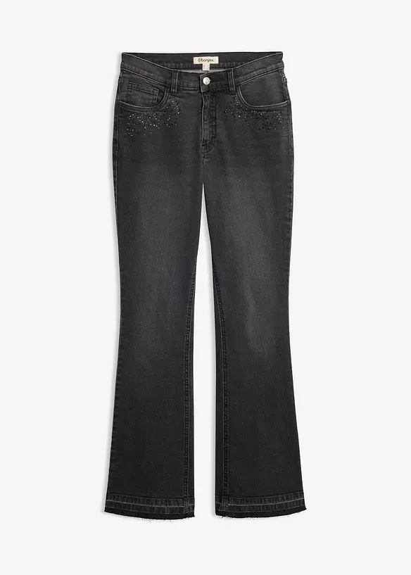 Bootcut-Jeans High Waist in schwarz von vorne - bonprix