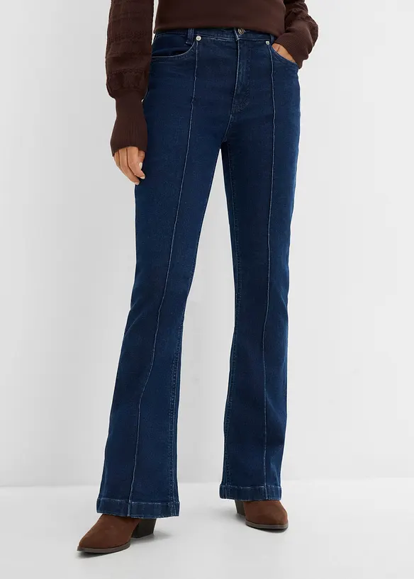 Bootcut-Jeans Mid Waist in blau von vorne - bonprix