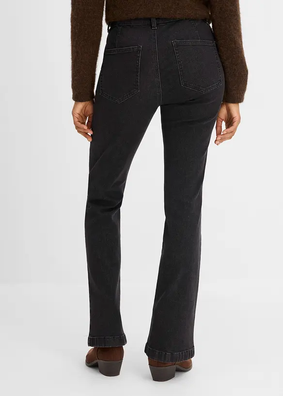 Bootcut-Jeans Mid Waist in schwarz von hinten - bonprix