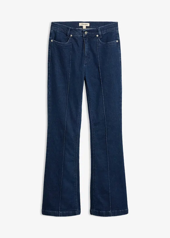 Bootcut-Jeans Mid Waist in blau von vorne - bonprix