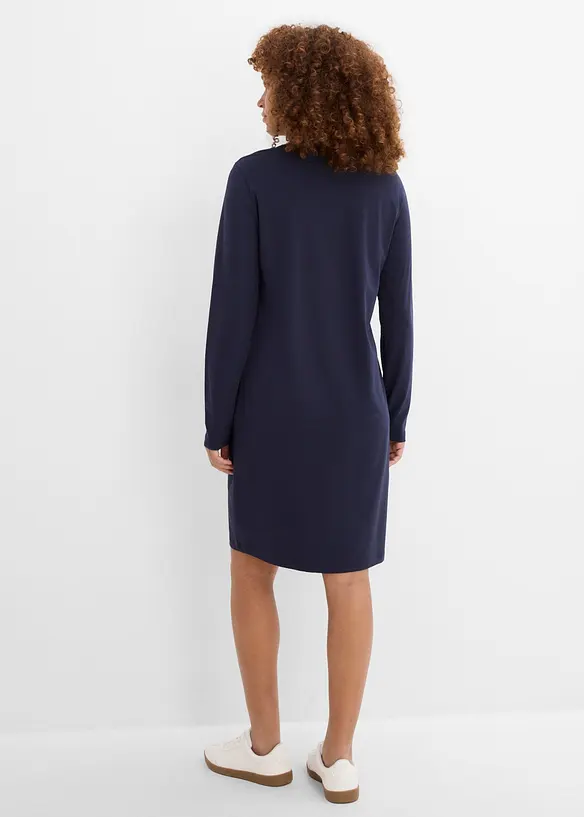 Jerseykleid aus Baumwolle mit Stretch (2er Pack) in blau von hinten (Totalaufnahme) - bonprix Jerseykleid aus Baumwolle mit Stretch (2er Pack) in blau von hinten (Totalaufnahme) - bonprix